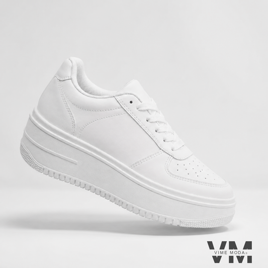 Zapatilla mujer Chicago White blanca, diseño urbano clásico y suela blanca