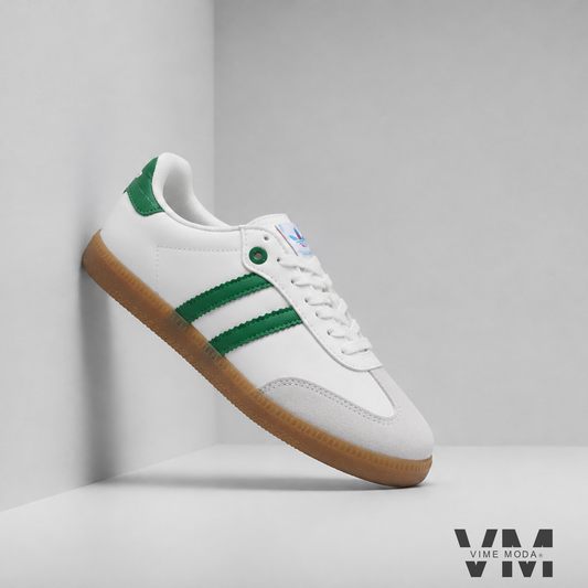 Zapatilla mujer Urban Classic White Green blanca con detalles verdes y suela color café