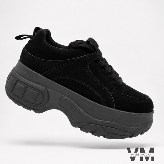 Zapatilla mujer Urban Lift negra con plataforma de 6 cm, diseño urbano y suela gruesa