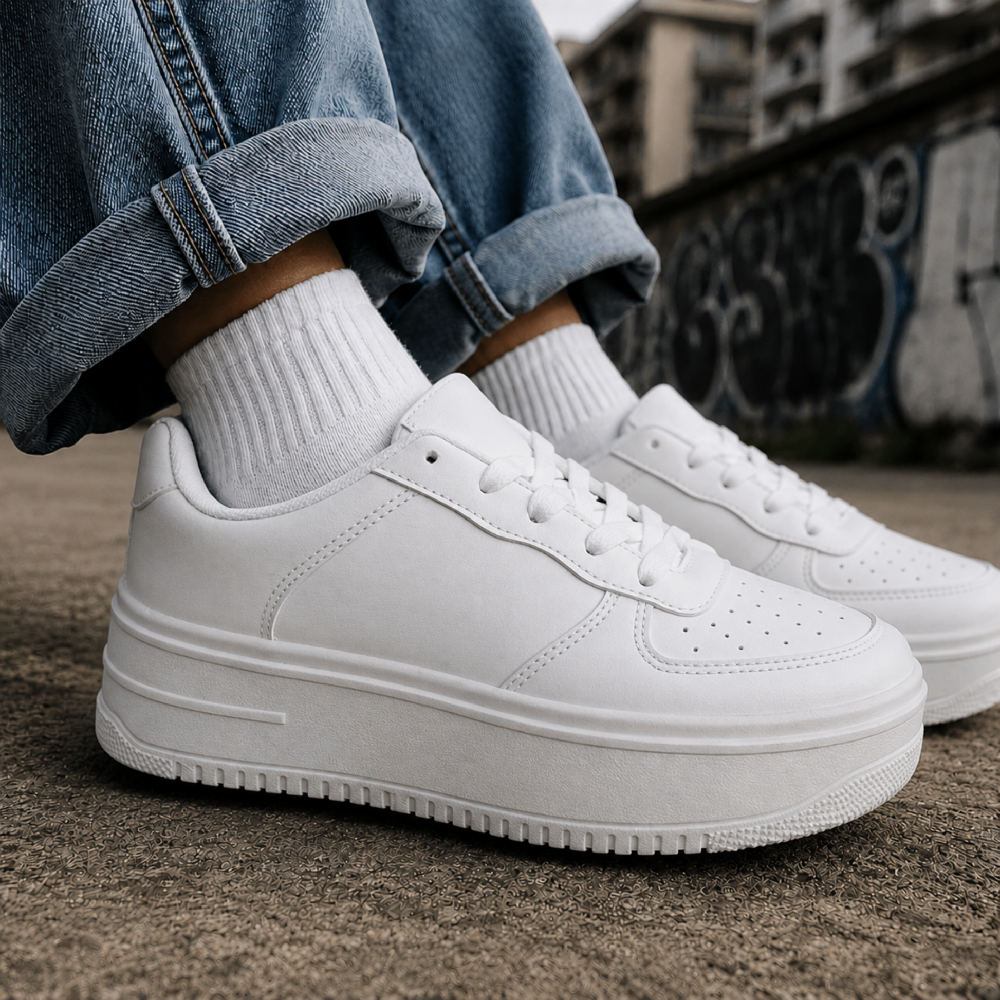 Zapatilla mujer Chicago White color blanco con diseño urbano de VIME MODA®.