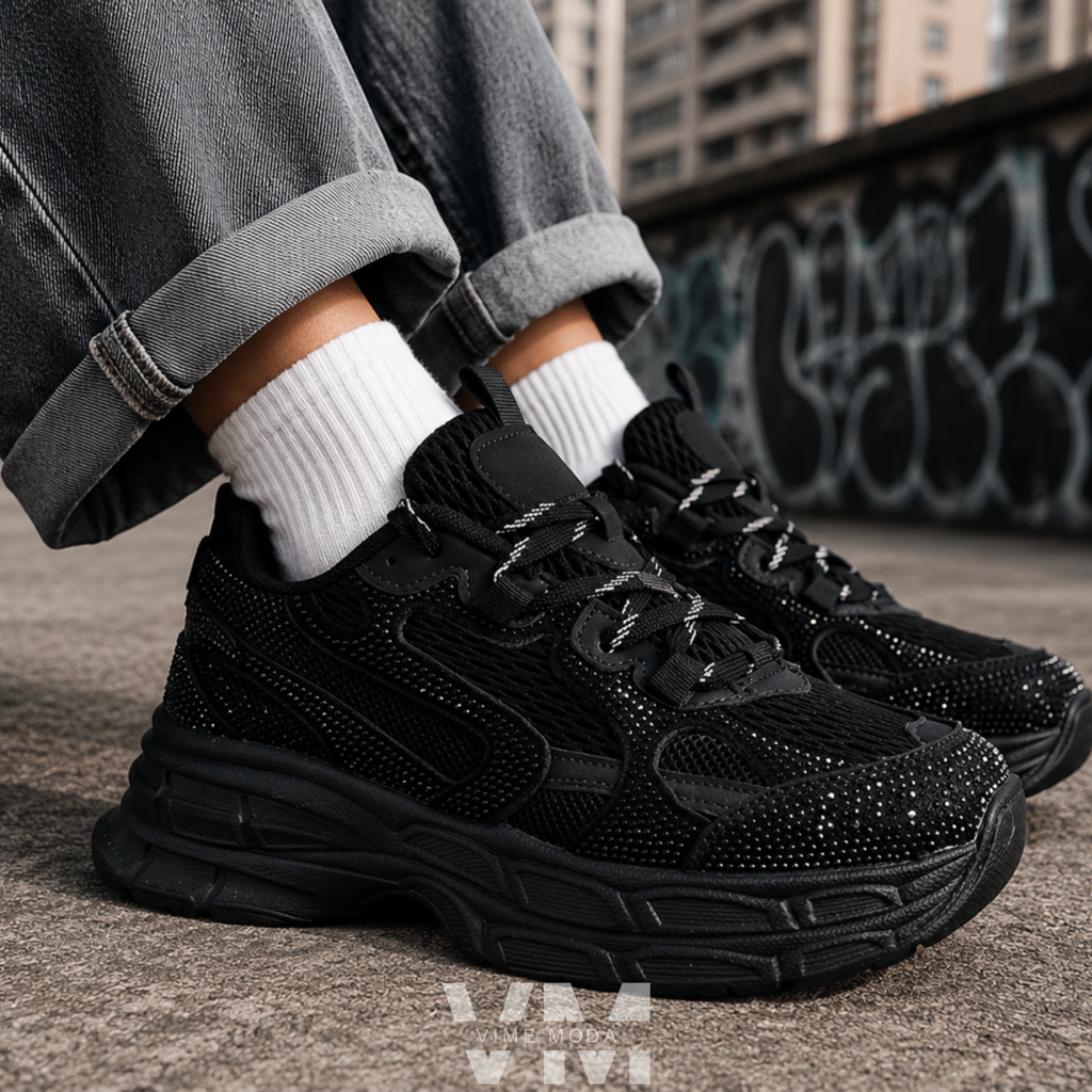 Zapatilla Mujer Negra Urbana Shine
