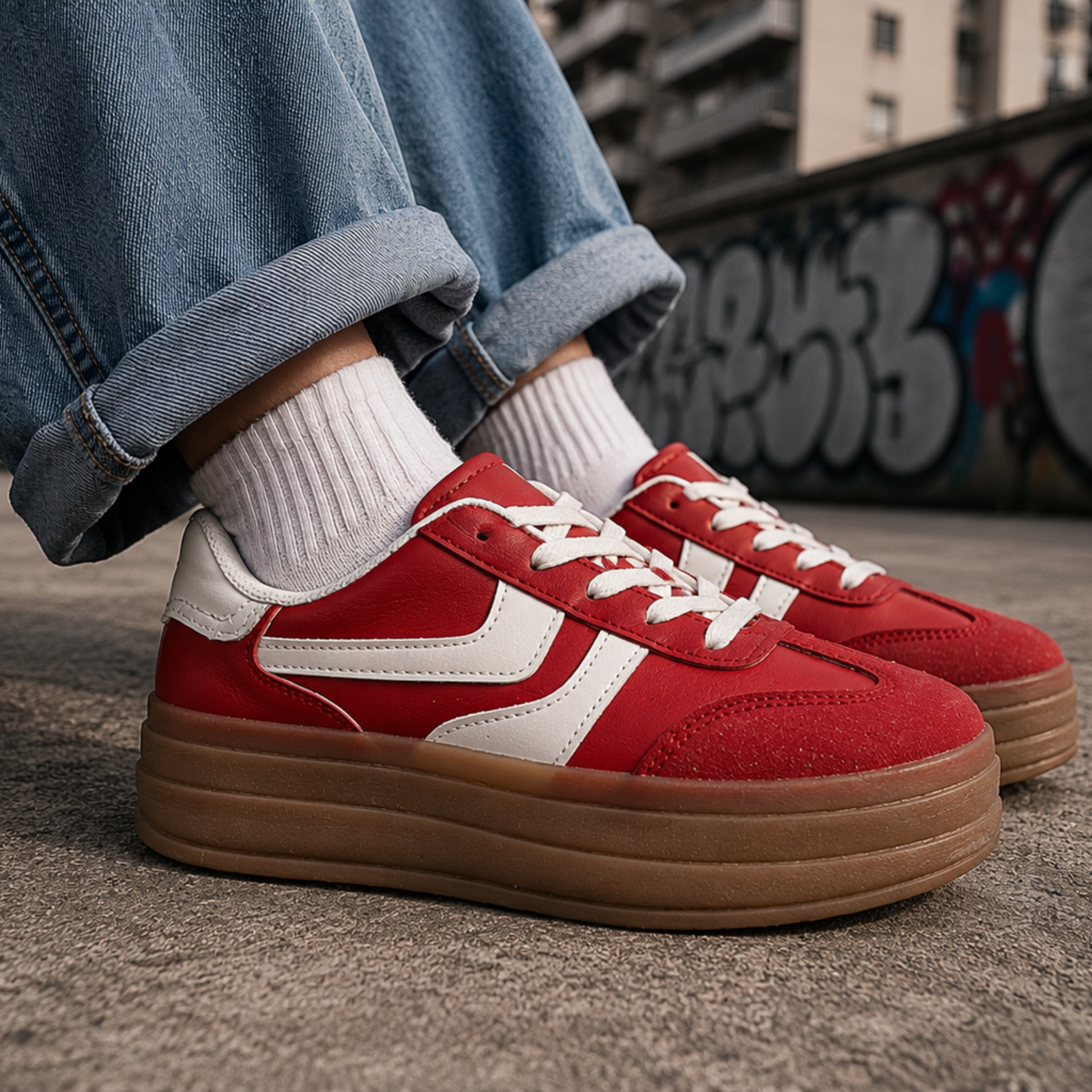 Zapatilla mujer Pasión Roja Urban en look urbano moderno